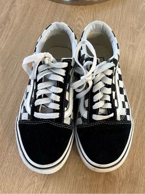 Vans Kids Black & White Checkerboard Skate Sneakers